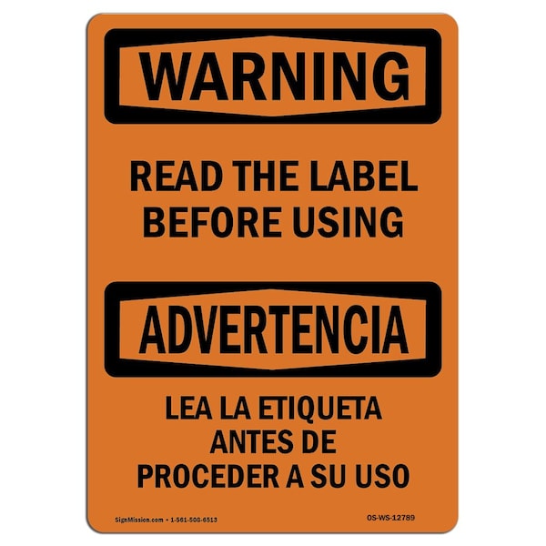 OSHA WARNING Sign, Read The Label Before Using, 5in X 3.5in Decal, 10PK, OS-WS-D-35-L-12789-10PK